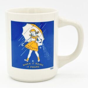 Vintage Morton Salt Coffee Mug 1956 Advertising Design When it Rains it Pours